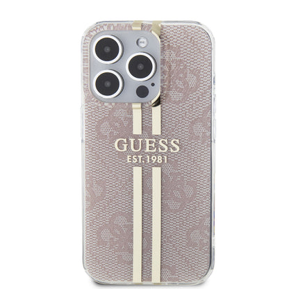 Ovitek za Apple iPhone 15 Pro, Guess, IML 4G Gold Stripe, Roza