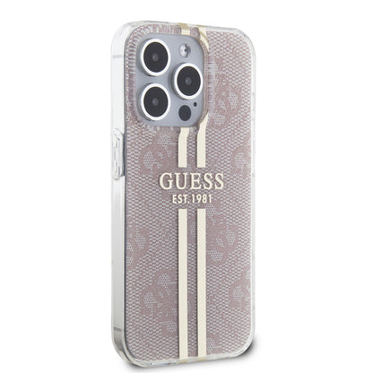 Ovitek za Apple iPhone 15 Pro, Guess, IML 4G Gold Stripe, Roza