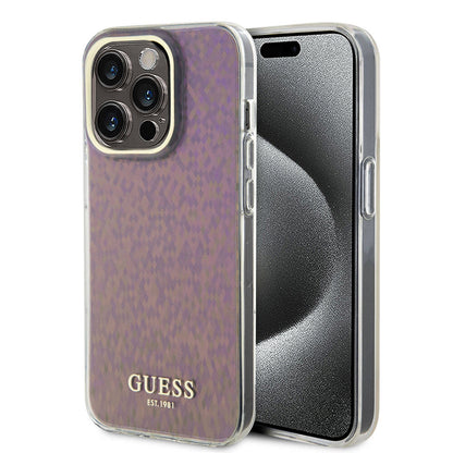 Ovitek za Apple iPhone 15 Pro, Guess, IML Faceted Mirror Disco Iridescent, Roza