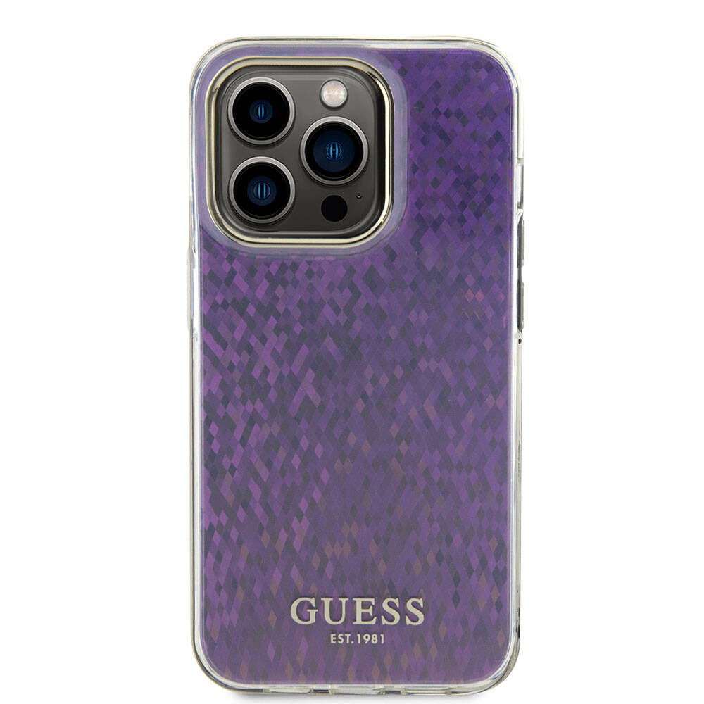 Ovitek za Apple iPhone 15 Pro, Guess, IML Faceted Mirror Disco Iridescent, Roza