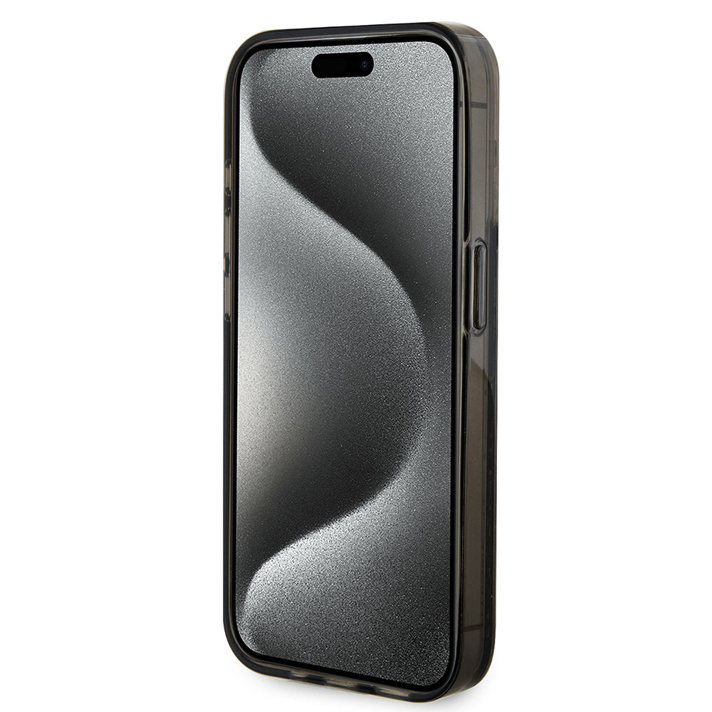 Ovitek za Apple iPhone 15 Pro, Guess, Liquid Glitter Gold Stripe, Črn