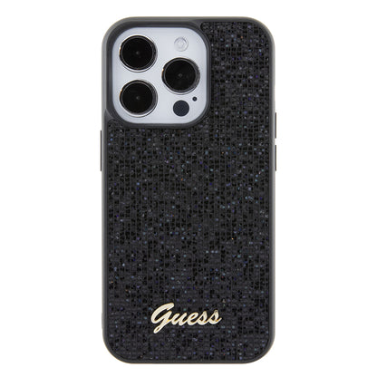 Ovitek za Apple iPhone 15 Pro, Guess, PU Square Mirror Script Logo, Črn GUHCP15LPMSDGSK