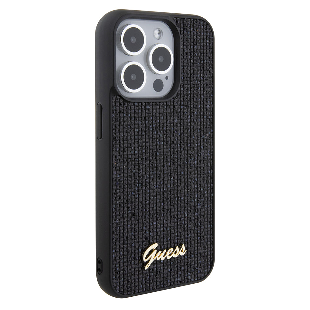Ovitek za Apple iPhone 15 Pro, Guess, PU Square Mirror Script Logo, Črn GUHCP15LPMSDGSK