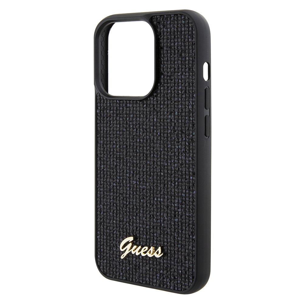 Ovitek za Apple iPhone 15 Pro, Guess, PU Square Mirror Script Logo, Črn GUHCP15LPMSDGSK