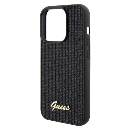 Ovitek za Apple iPhone 15 Pro, Guess, PU Square Mirror Script Logo, Črn GUHCP15LPMSDGSK