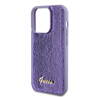 Ovitek za Apple iPhone 15 Pro, Guess, Sequin Script Metal, Vijolična