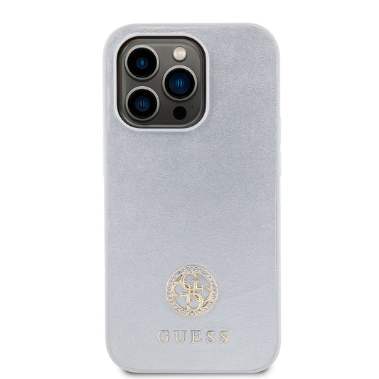 Ovitek za Apple iPhone 15 Pro, Guess, Strass Metal Logo, Srebrn.