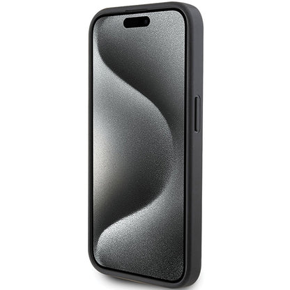 Ovitek za Apple iPhone 15 Pro, Karl Lagerfeld, Saffiano Card Slot Metal Karl & Choupette, črn