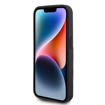 Ovitek za Apple iPhone 15 Pro, Karl Lagerfeld, Saffiano Cardslots and Stand Monogram Ikonik Karl, črn