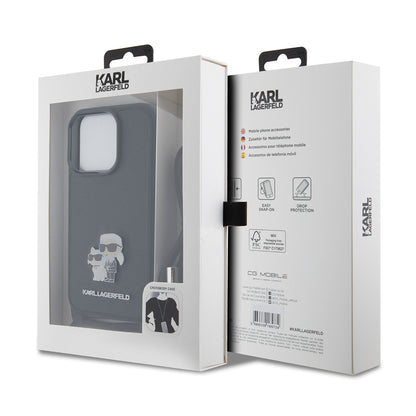 Ovitek za Apple iPhone 15 Pro, Karl Lagerfeld, Saffiano Crossbody Metal Pin Karl & Choupette, črn