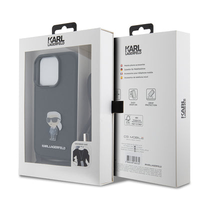 Ovitek za Apple iPhone 15 Pro, Karl Lagerfeld, Saffiano Crossbody Monogram Metal Pin Karl, Črna