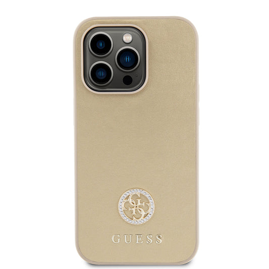 Case for Apple iPhone 15 Pro Max, Guess, 4G Strass Metal Logo, Gold