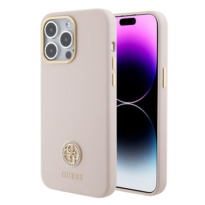 Case for Apple iPhone 15 Pro Max, Guess, 4G Strass Metal Logo, Pink