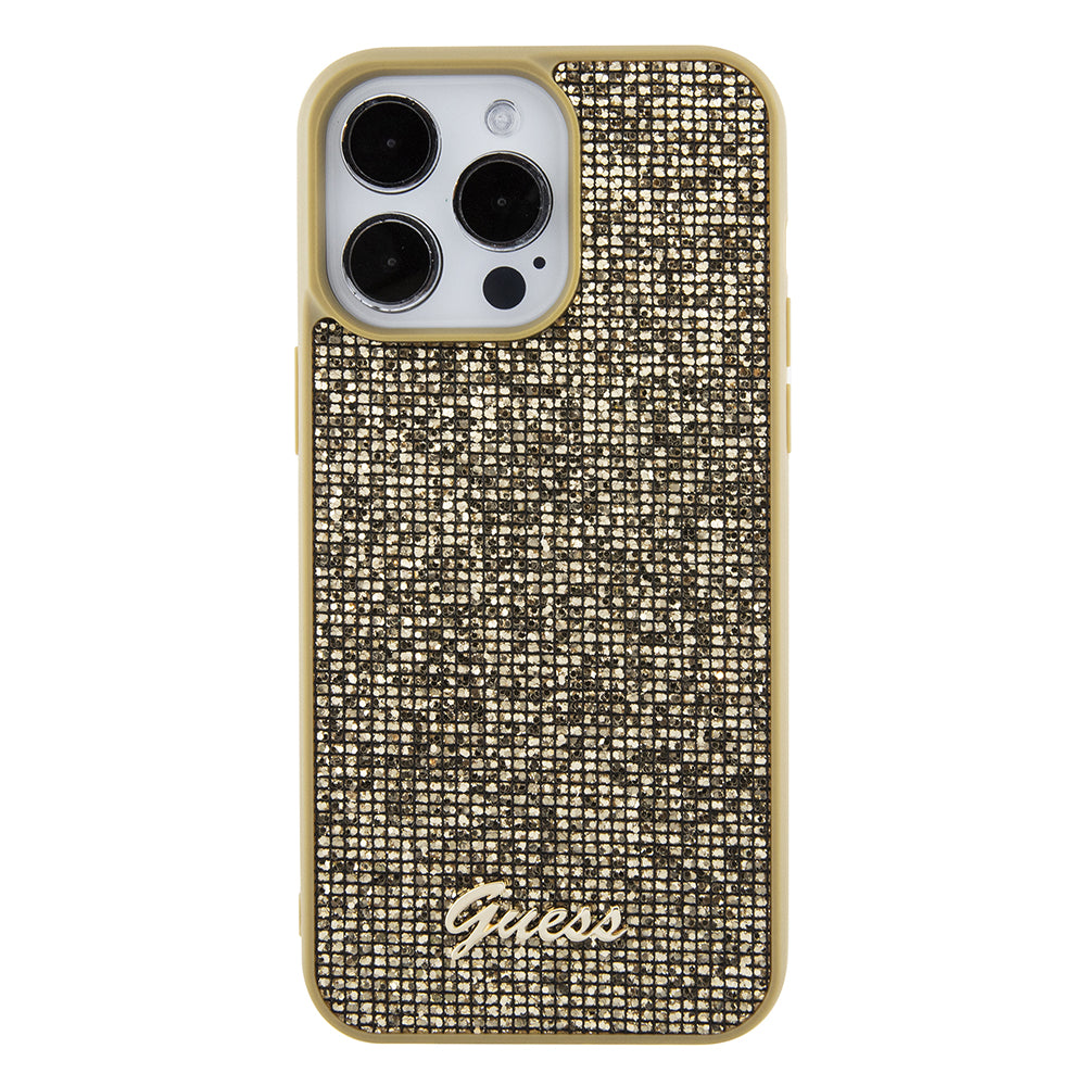 Ovitek za Apple iPhone 15 Pro Max, Guess, Disco Metal Script, Zlat