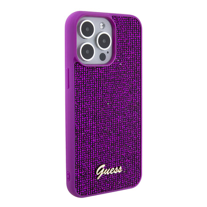 Ovitek za Apple iPhone 15 Pro Max, Guess, Disco Metal Script, Fuksija