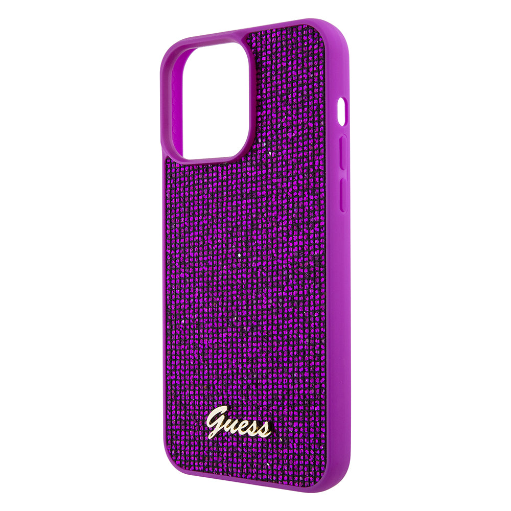 Ovitek za Apple iPhone 15 Pro Max, Guess, Disco Metal Script, Fuksija