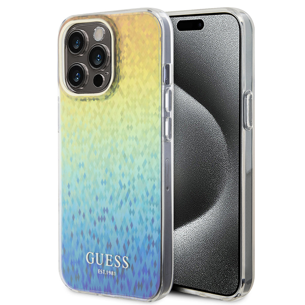 Ovitek za Apple iPhone 15 Pro Max, Guess, IML Faceted Mirror Disco Iridescent, Večbarvno