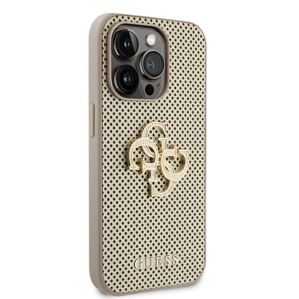 Case for Apple iPhone 15 Pro Max, Guess, Perforated 4G, Gold