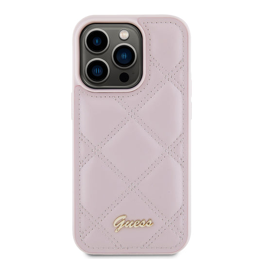 Ovitek za Apple iPhone 15 Pro Max, Guess, Quilted Metal Logo, Roza