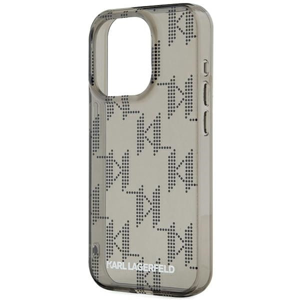 Ovitek za Apple iPhone 15 Pro Max, Karl Lagerfeld, IML Luxury Monogram KL Pattern with Strap, Črna