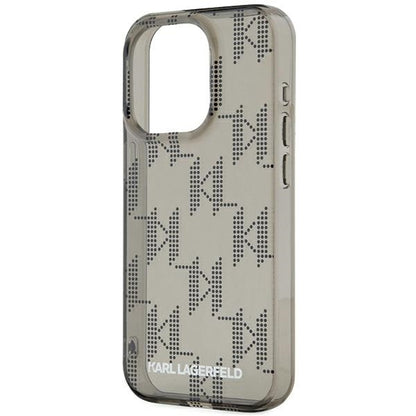 Ovitek za Apple iPhone 15 Pro Max, Karl Lagerfeld, IML Luxury Monogram KL Pattern with Strap, Črna