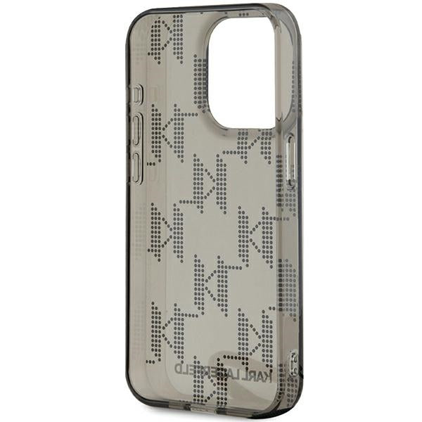 Ovitek za Apple iPhone 15 Pro Max, Karl Lagerfeld, IML Luxury Monogram KL Pattern with Strap, Črna