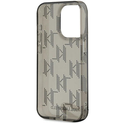 Ovitek za Apple iPhone 15 Pro Max, Karl Lagerfeld, IML Luxury Monogram KL Pattern with Strap, Črna