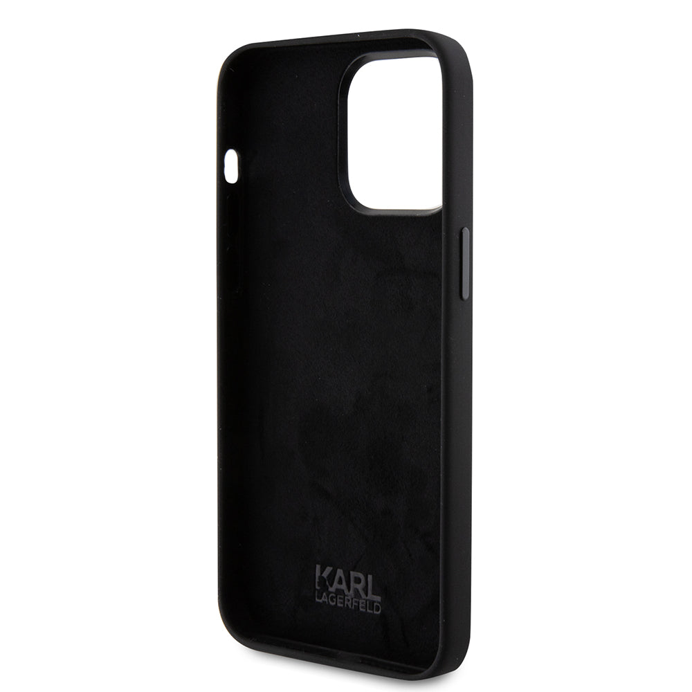 Ovitek za Apple iPhone 15 Pro Max, Karl Lagerfeld, silikon Karl & Choupette Heads, črn