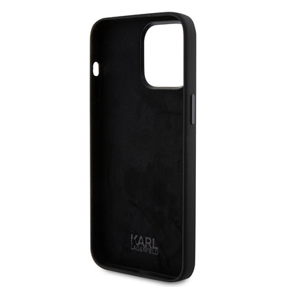 Ovitek za Apple iPhone 15 Pro Max, Karl Lagerfeld, silikon Karl & Choupette Heads, črn