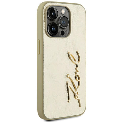 Ovitek za Apple iPhone 15 Pro Max, Karl Lagerfeld, Metal Signature, Zlat