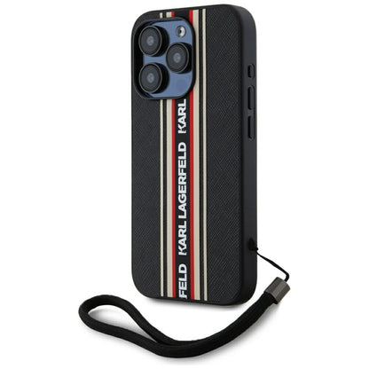 Ovitek za Apple iPhone 15 Pro Max, Karl Lagerfeld, Saffiano Athleisure Stripes with Strap, Rosie