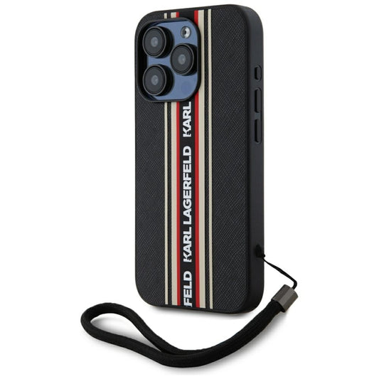 Ovitek za Apple iPhone 15 Pro Max, Karl Lagerfeld, Saffiano Athleisure Stripes with Strap, Rosie