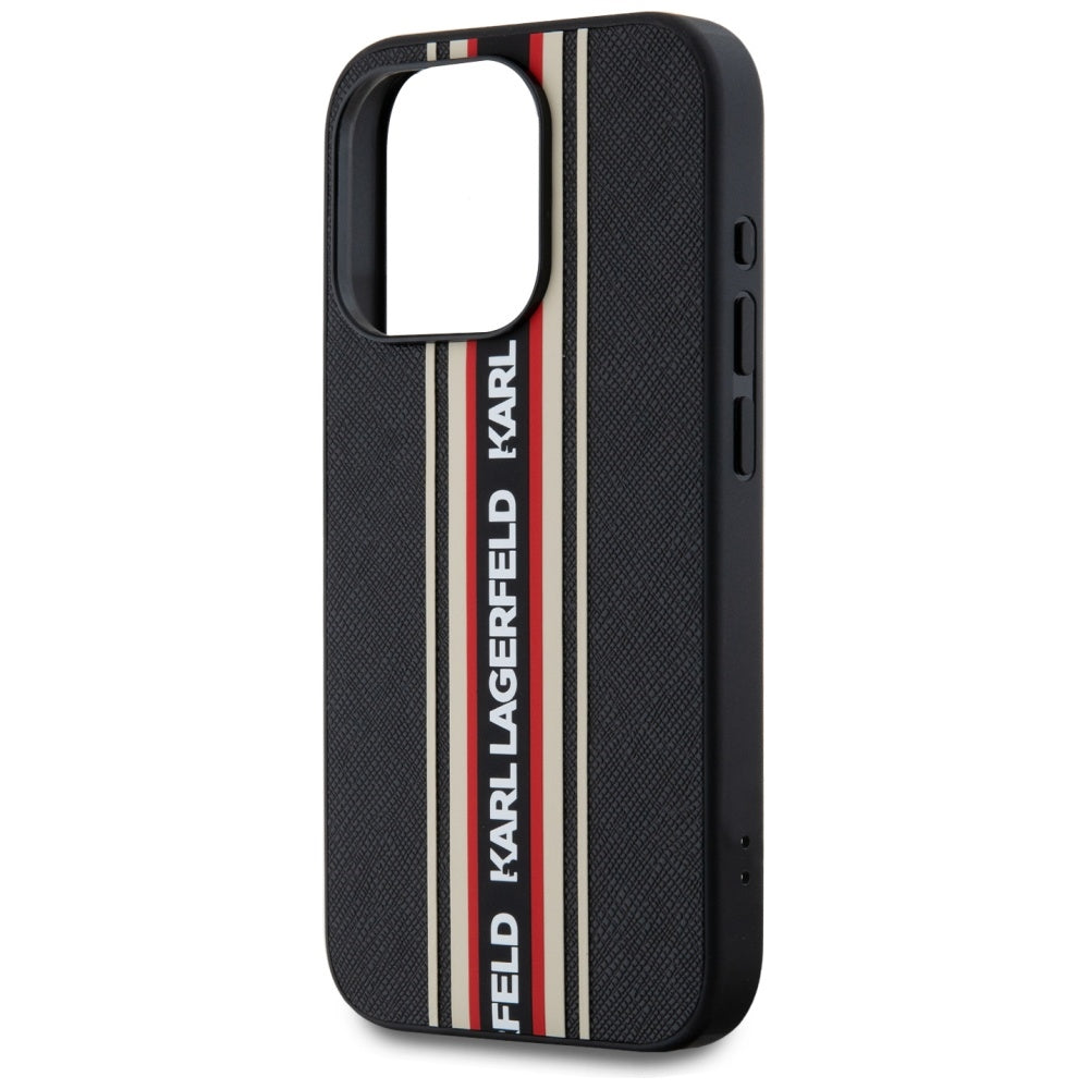 Ovitek za Apple iPhone 15 Pro Max, Karl Lagerfeld, Saffiano Athleisure Stripes with Strap, Rosie