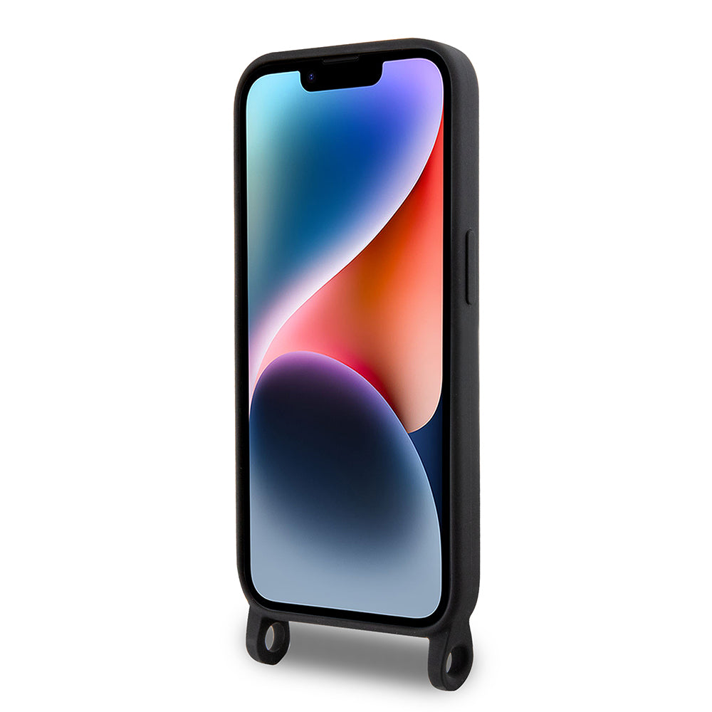 Ovitek za Apple iPhone 15 Pro Max, Karl Lagerfeld, silikonski Crossbody Ikonik Karl, črn