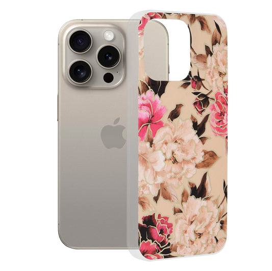 Ovitek za Apple iPhone 15 Pro Max, Techsuit, Marble, Bež