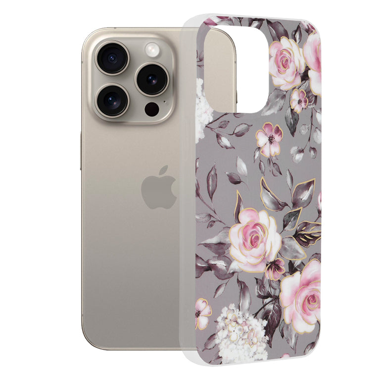 Case for Apple iPhone 15 Pro Max, Techsuit, Marble, Gray