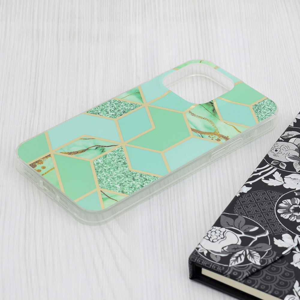 Ovitek za Apple iPhone 15 Pro Max, Techsuit, Marble, Zelen