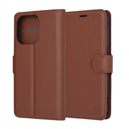 Ovitek za Apple iPhone 15 Pro, Techsuit, usnjeni folio, rjav