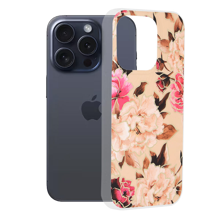 Ovitek za Apple iPhone 15 Pro, Techsuit, Marble, Bež