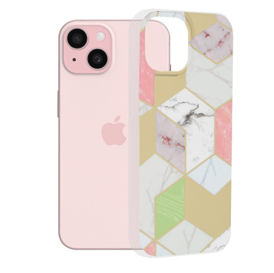 Ovitek za Apple iPhone 15, Techsuit, Marble, Vijoličen