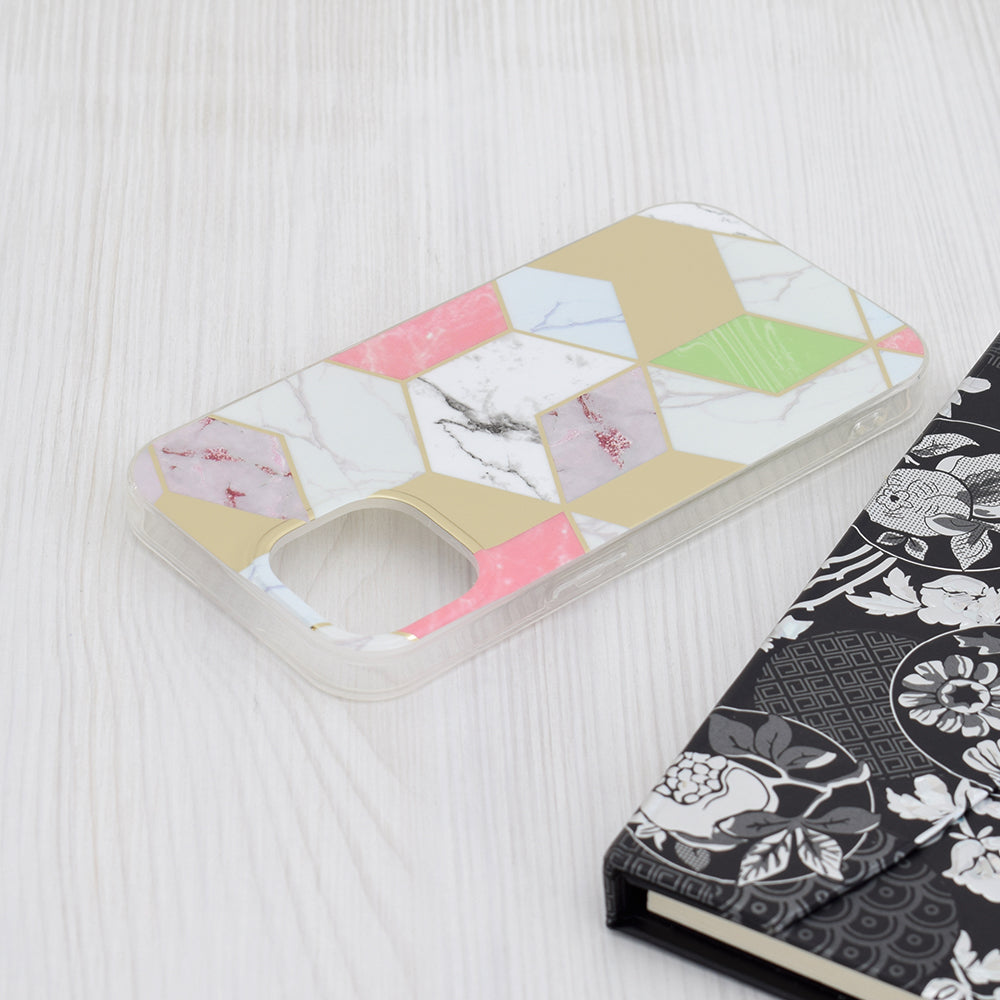 Ovitek za Apple iPhone 15, Techsuit, Marble, Vijoličen