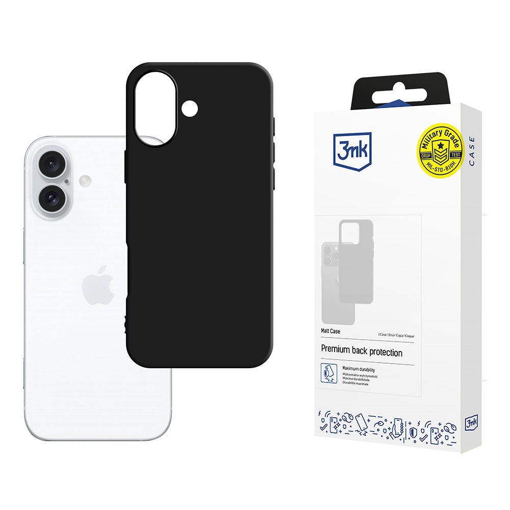 Ovitek za Apple iPhone 16, 3MK, mat črn