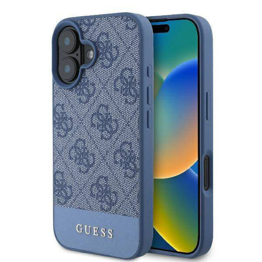 Ovitek za Apple iPhone 16, Guess, 4G Bottom Stripe, Modra