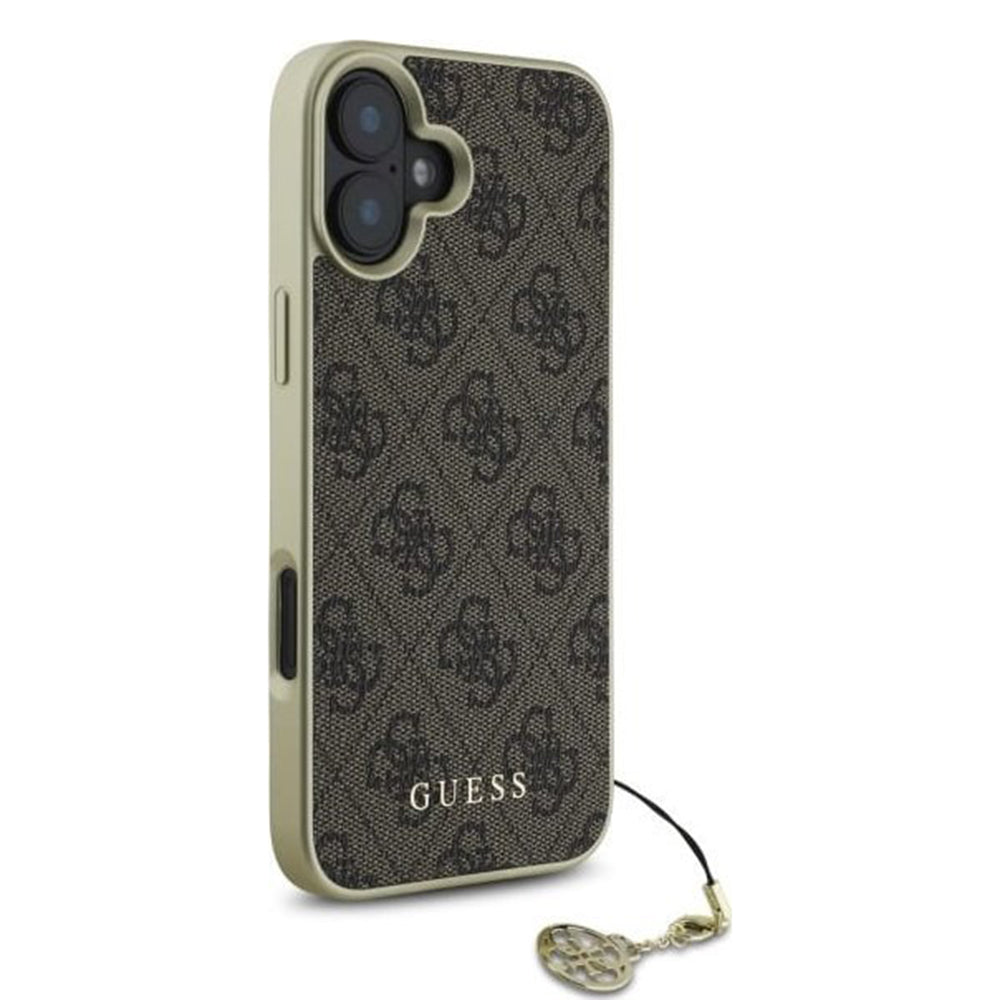 Ovitek za Apple iPhone 16, Guess, 4G Charm, rjava