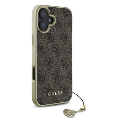 Ovitek za Apple iPhone 16, Guess, 4G Charm, rjava