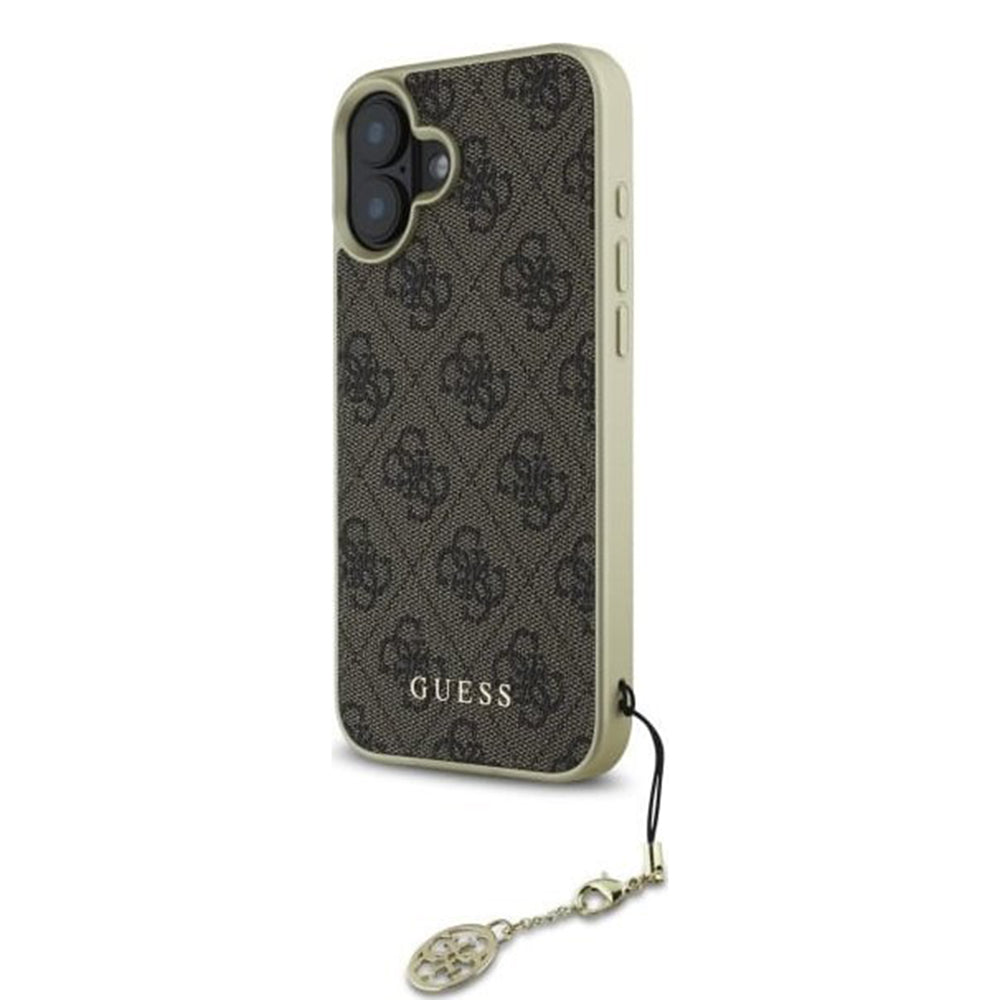 Ovitek za Apple iPhone 16, Guess, 4G Charm, rjava