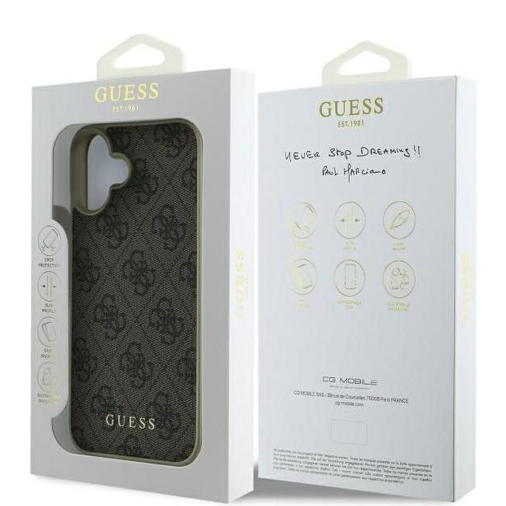 Ovitek za Apple iPhone 16, Guess, 4G Charm, rjava