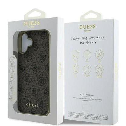 Ovitek za Apple iPhone 16, Guess, 4G Charm, rjava