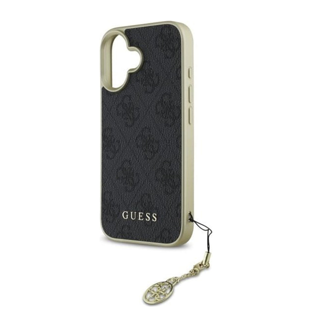 Ovitek za Apple iPhone 16, Guess, 4G Charm, črn