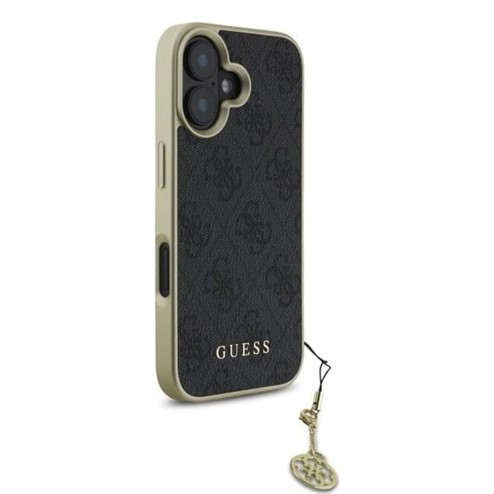 Ovitek za Apple iPhone 16, Guess, 4G Charm, črn
